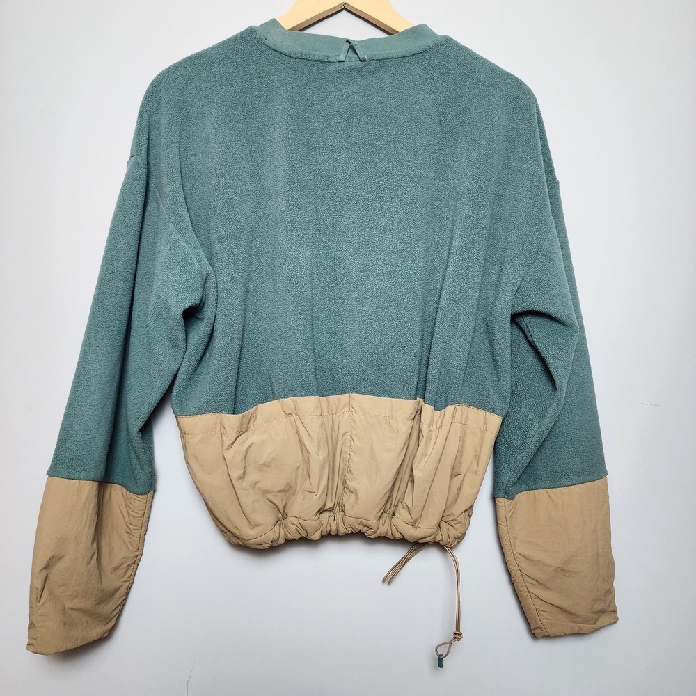 H&M Move Fleece Colorblock Drawstring Pullover Sage Tan Size Small - Picture 4 of 10